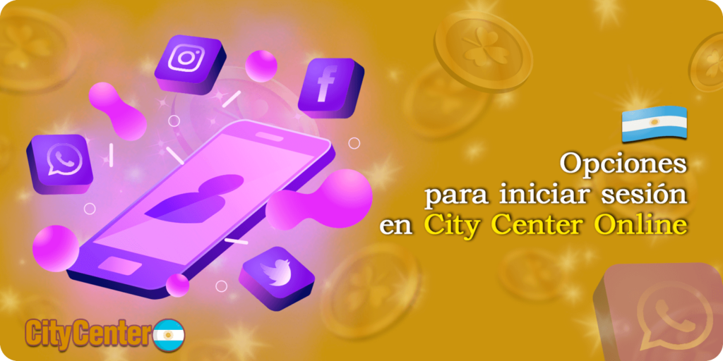 Opciones para iniciar sesión en City Center Online